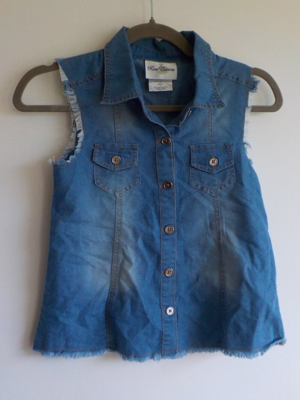 Rare Editions Girls Top - NWT - Cotton Blend Sleeveless Button Up (2171)
